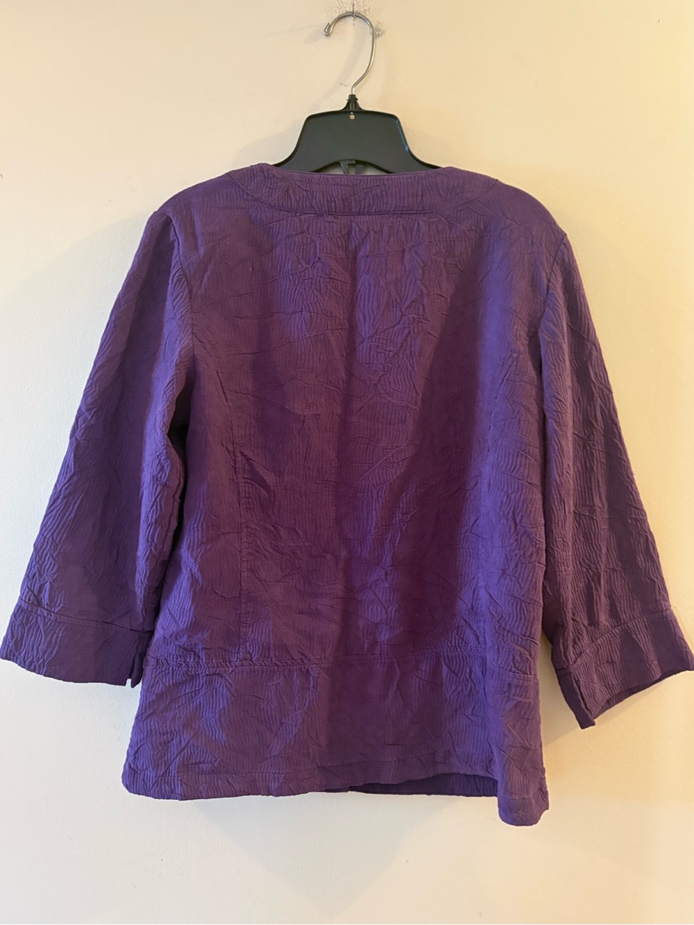Coldwater Creek Purple Crinkle Textured Collarless Jacket, women’s Sz 8. - Picture 8 of 16
